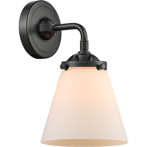 Nouveau Small Cone 1 Light 6 inch Oil Rubbed Bronze Sconce Wall Light in Matte White Glass, Nouveau