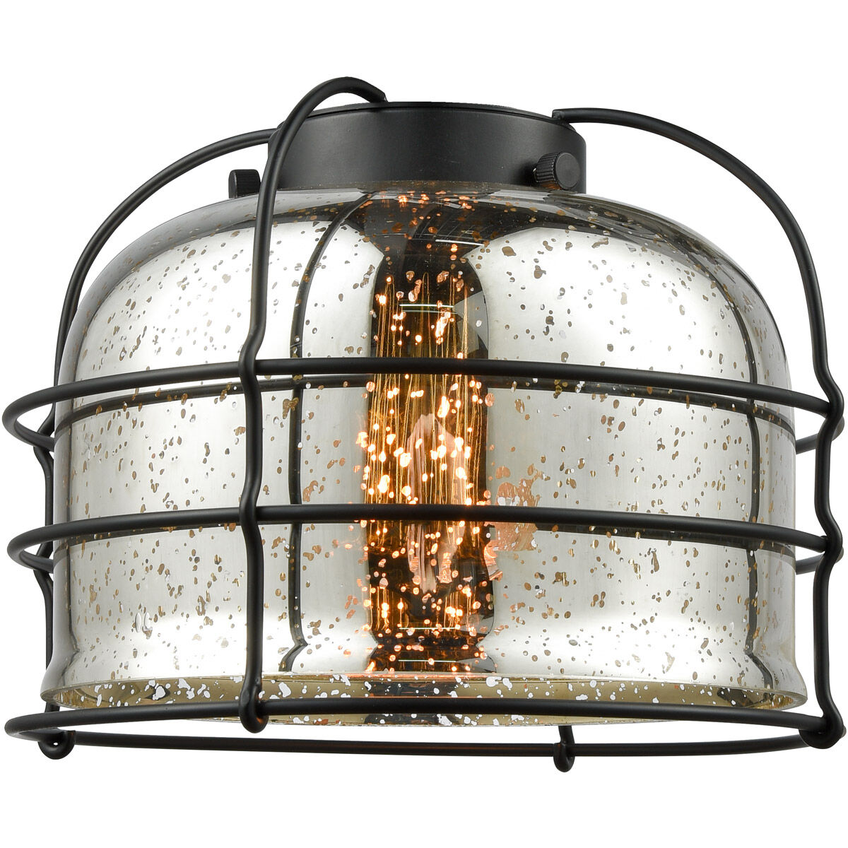 Large Bell Cage Silver Plated Mercury Glass