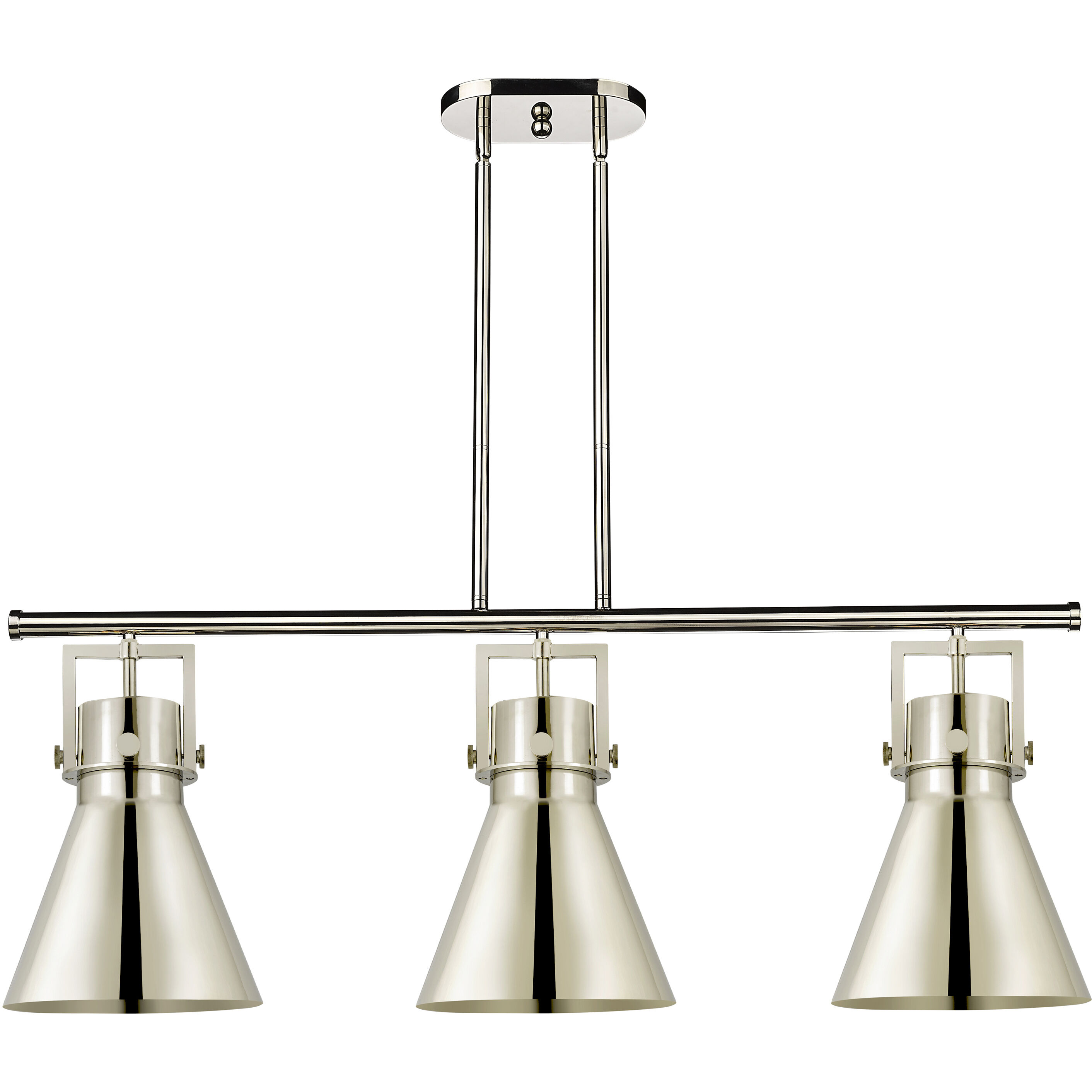 Newton Cone 3 Light 42 inch Polished Nickel Island Light Ceiling Light
