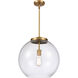 Ballston Athens LED 15.75 inch Brushed Brass Pendant Ceiling Light in Clear Glass