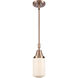 Franklin Restoration Dover LED 5 inch Antique Copper Mini Pendant Ceiling Light in Matte White Glass