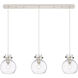 Newton Sphere 3 Light 39.75 inch Polished Nickel Linear Pendant Ceiling Light in Clear Glass