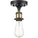 Ballston Bare Bulb 1 Light 5 inch Black Antique Brass Semi-Flush Mount Ceiling Light, Ballston