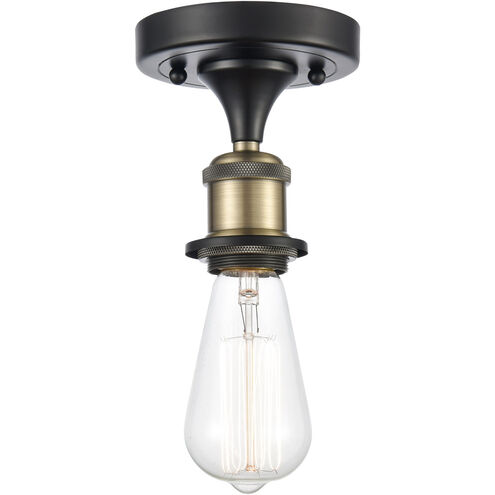 Ballston Bare Bulb 1 Light 5 inch Black Antique Brass Semi-Flush Mount Ceiling Light, Ballston