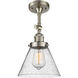 Franklin Restoration Large Cone 1 Light 8 inch Brushed Satin Nickel Sconce Wall Light in Seedy Glass, Franklin Restoration
