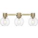 Downtown Urban Lawton Sphere 3 Light 24 inch Brushed Brass Bath Vanity Light Wall Light in Clear