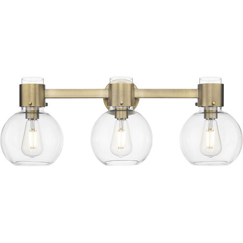 Downtown Urban Lawton Sphere 3 Light 24 inch Brushed Brass Bath Vanity Light Wall Light in Clear