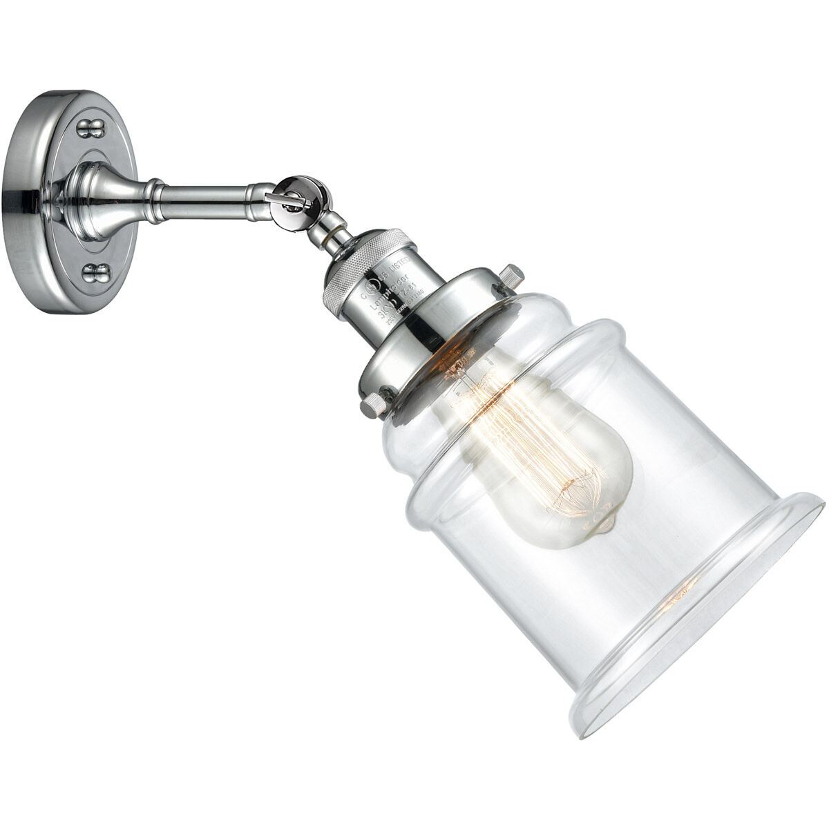 Franklin Restoration Canton 1 Light 7 inch Polished Chrome Sconce Wall Light in Clear Glass, Franklin Restoration