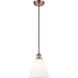 Ballston Cone LED 8 inch Antique Copper Mini Pendant Ceiling Light in Matte White Glass