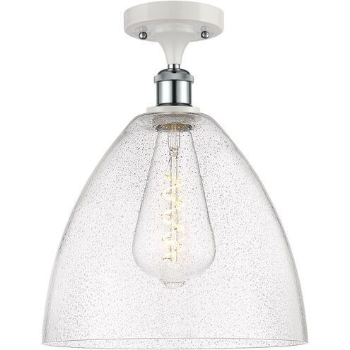 Ballston Dome LED 12 inch White and Polished Chrome Semi-Flush Mount Ceiling Light in Seedy Glass