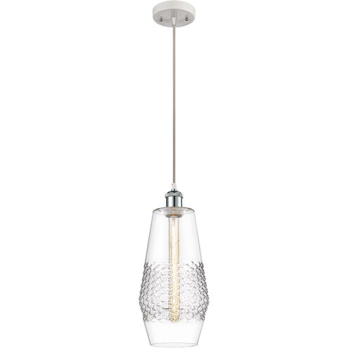 Ballston Windham LED 7 inch White and Polished Chrome Mini Pendant Ceiling Light in Clear Glass