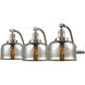 Franklin Restoration Large Bell 3 Light 28 inch Brushed Satin Nickel Bath Vanity Light Wall Light in Silver Plated Mercury Glass, Franklin Restoration