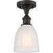 Ballston Brookfield 1 Light 6 inch Oil Rubbed Bronze Semi-Flush Mount Ceiling Light in White Glass, Ballston