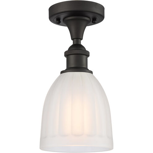 Ballston Brookfield 1 Light 6 inch Oil Rubbed Bronze Semi-Flush Mount Ceiling Light in White Glass, Ballston