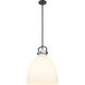 Newton Bell 1 Light 16 inch Matte Black Pendant Ceiling Light in Matte White Glass