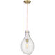 Salem LED 9 inch Brushed Brass Mini Pendant Ceiling Light in Seedy Glass