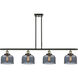 Ballston Large Bell 4 Light 48 inch Black Antique Brass Island Light Ceiling Light in Plated Smoke Glass