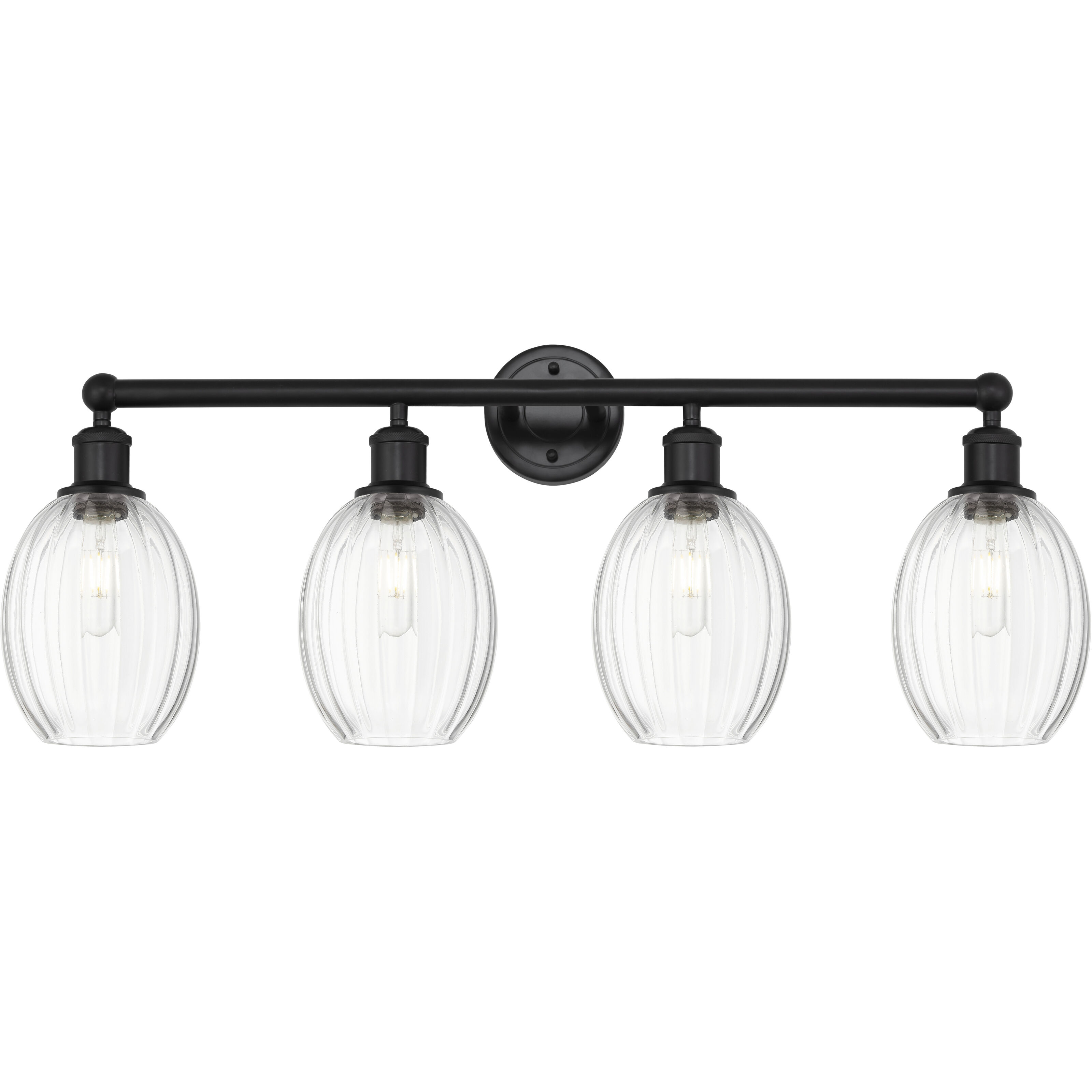 Edison Preston 4 Light 33.25 inch Matte Black Bath Vanity Light Wall Light in Clear