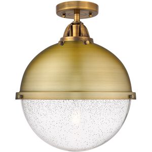 Nouveau 2 Hampden 1 Light 12.88 inch Brushed Brass Semi-Flush Mount Ceiling Light in Seedy Glass