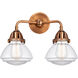 Nouveau 2 Olean LED 15 inch Antique Copper Bath Vanity Light Wall Light in Clear Glass