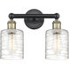 Cobbleskill 2 Light 14 inch Black Antique Brass and Deco Swirl Bath Vanity Light Wall Light