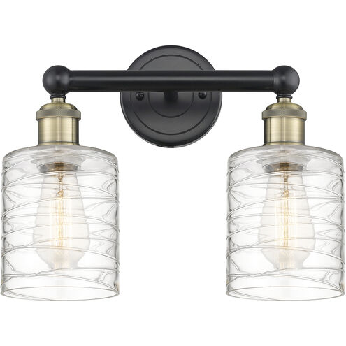 Cobbleskill 2 Light 14 inch Black Antique Brass and Deco Swirl Bath Vanity Light Wall Light