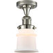 Franklin Restoration Small Canton LED 6 inch Polished Nickel Semi-Flush Mount Ceiling Light in Matte White Glass, Franklin Restoration