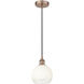 Edison Brookhaven Globe 1 Light 7.88 inch Antique Copper Mini Pendant Ceiling Light in Opal Glass