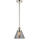 Ballston Large Cone LED 8 inch Polished Nickel Pendant Ceiling Light in Plated Smoke Glass