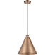 Ballston Cone LED 16 inch Antique Copper Mini Pendant Ceiling Light