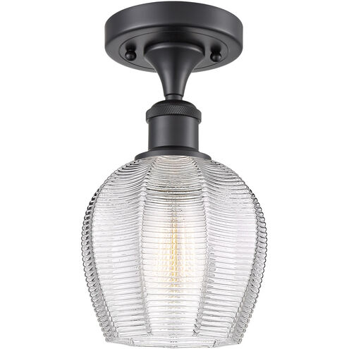 Ballston Norfolk 1 Light 6 inch Matte Black Semi-Flush Mount Ceiling Light in Clear Glass