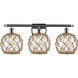 Ballston Farmhouse Rope 3 Light 26 inch Polished Chrome Bath Vanity Light Wall Light in Clear Glass with Brown Rope, Ballston