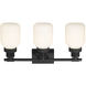 Somers 3 Light 24 inch Textured Black Bath Vanity Light Wall Light in Matte White Glass
