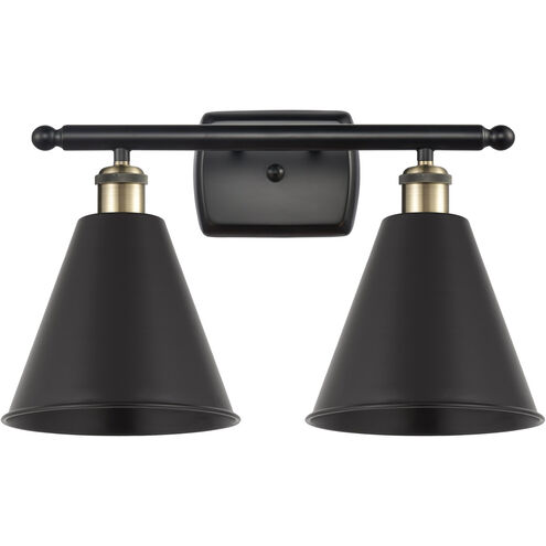 Ballston Plymouth Dome 2 Light 18 inch Brushed Brass Bath Vanity Light Wall Light in Matte Red
