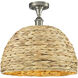 Edison Woven Rattan 1 Light 15.75 inch Semi-Flush Mount