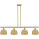 Woven Rattan Island Light Ceiling Light in Satin Gold