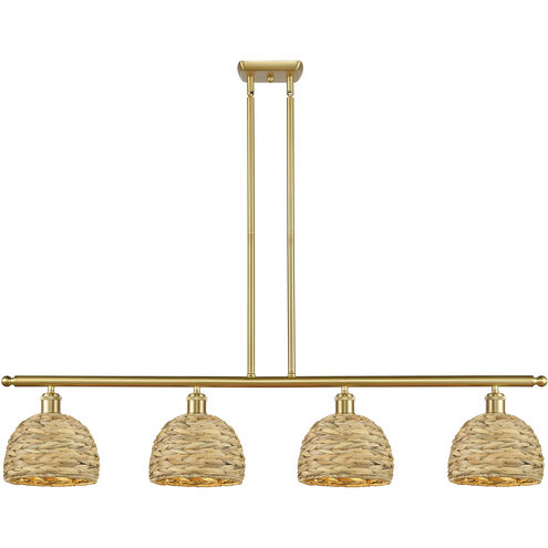 Woven Rattan Island Light Ceiling Light in Satin Gold
