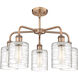 Cobbleskill 5 Light 23 inch Antique Copper Chandelier Ceiling Light in Deco Swirl Glass