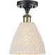 Edison Bristol Natural 1 Light 7.5 inch Black Antique Brass Semi-Flush Mount Ceiling Light