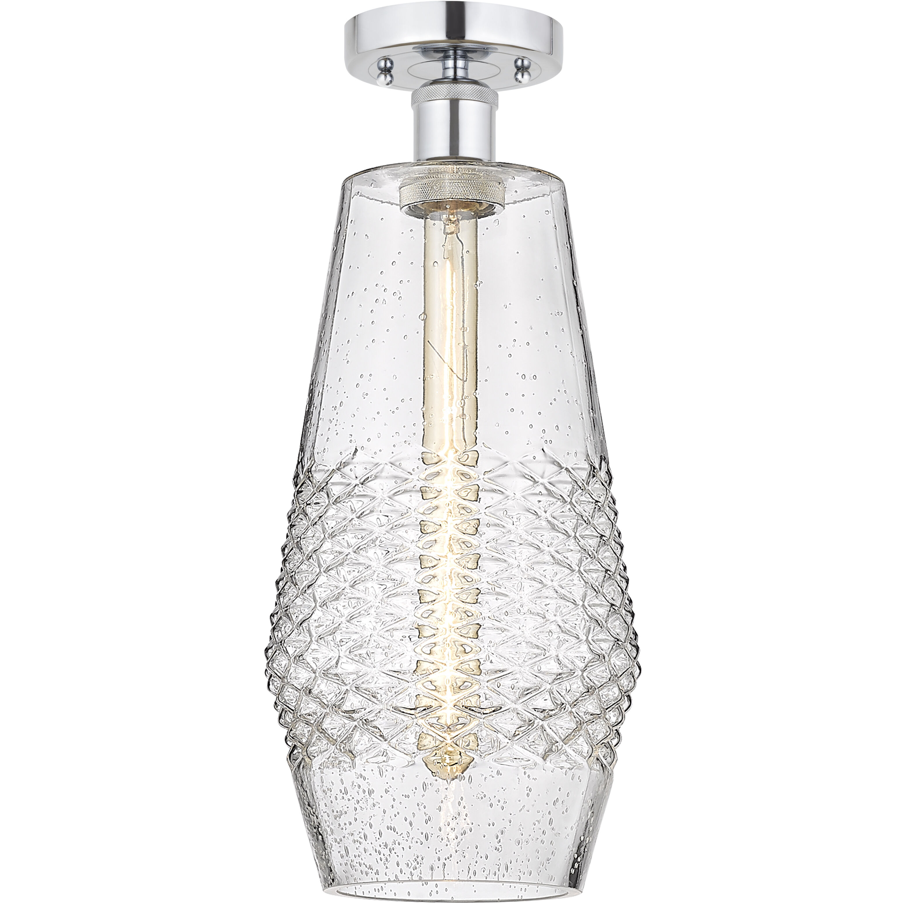 Edison Windham LED 7 inch Brushed Satin Nickel Flush Mount Ceiling Light in Smoked Glass