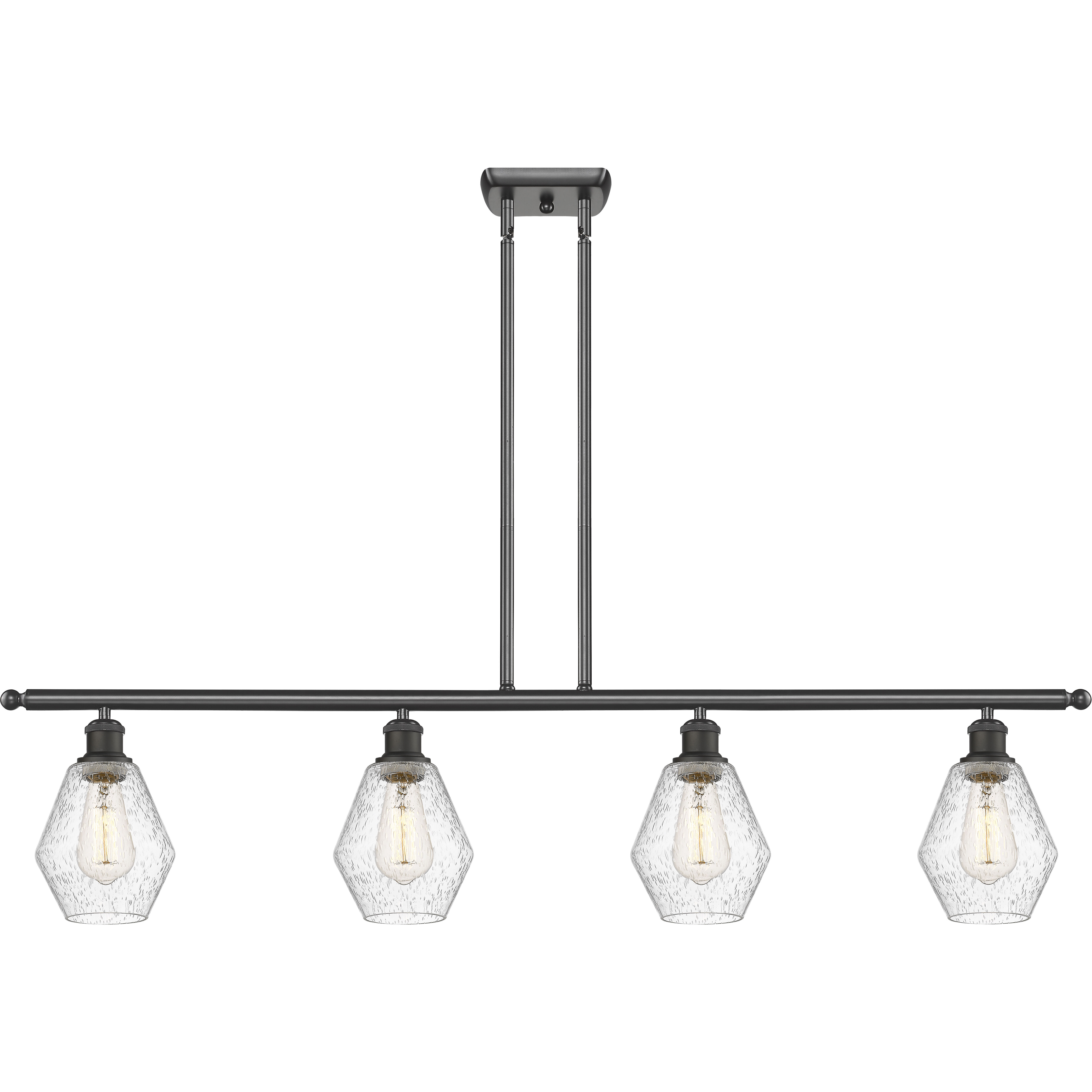 Ballston Cindyrella 4 Light 48 inch Oil Rubbed Bronze Island Light Ceiling Light in Incandescent, Seedy Glass