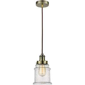 Edison Canton 1 Light 8 inch Antique Brass Mini Pendant Ceiling Light in Brown, Edison