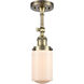 Franklin Restoration Dover LED 5 inch Antique Brass Sconce Wall Light in Matte White Glass, Franklin Restoration