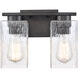 Juneau LED 11 inch Matte Black Bath Vanity Light Wall Light in Clear Rippled Glass