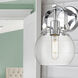 Pilaster II Sphere Sconce Wall Light in Polished Chrome, Clear Glass