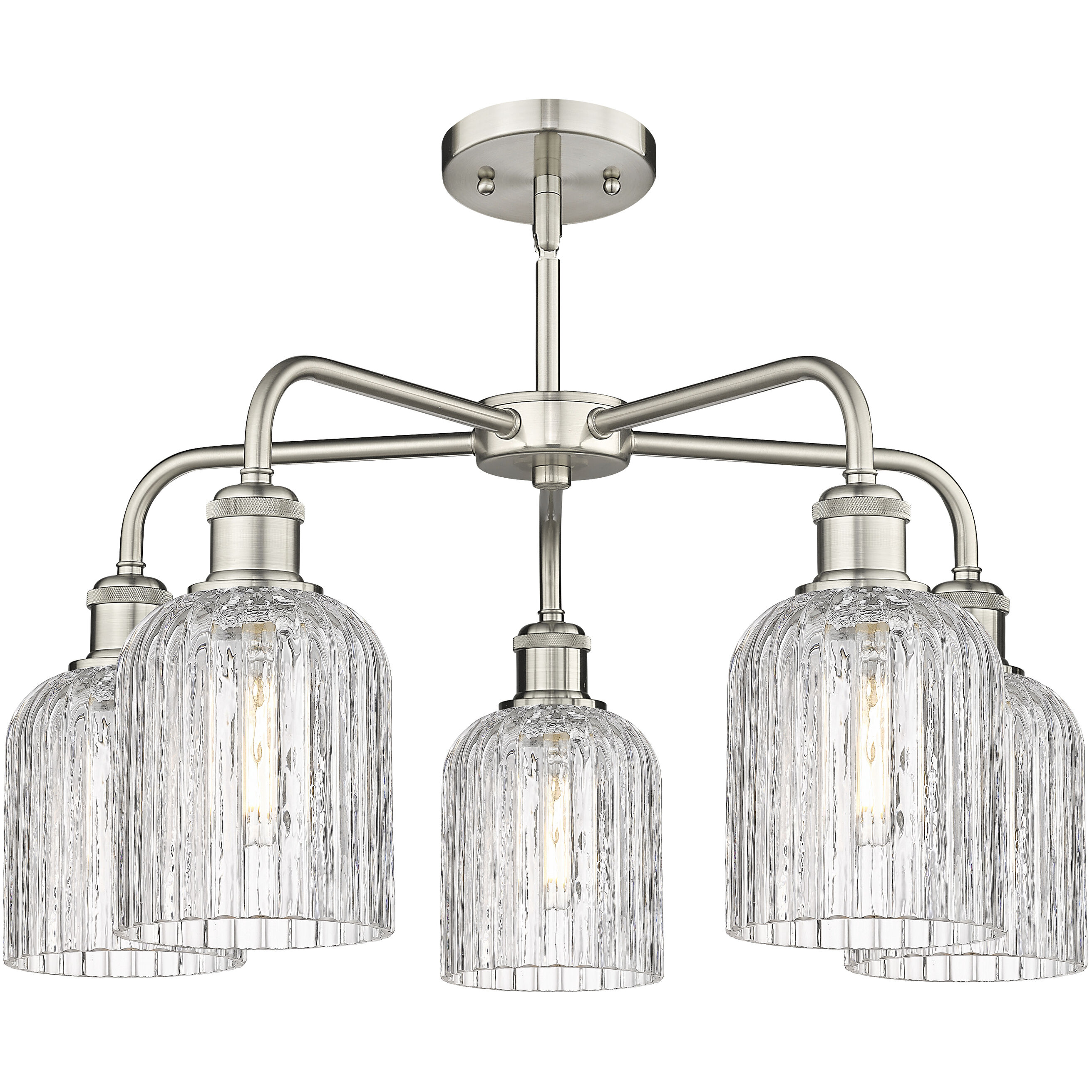 Ballston Bridal Veil 5 Light 23 inch Satin Nickel Stem Hung Chandelier Ceiling Light