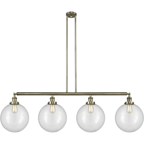 Franklin Restoration XX-Large Beacon 4 Light 56 inch Antique Brass Island Light Ceiling Light in Clear Glass, Franklin Restoration