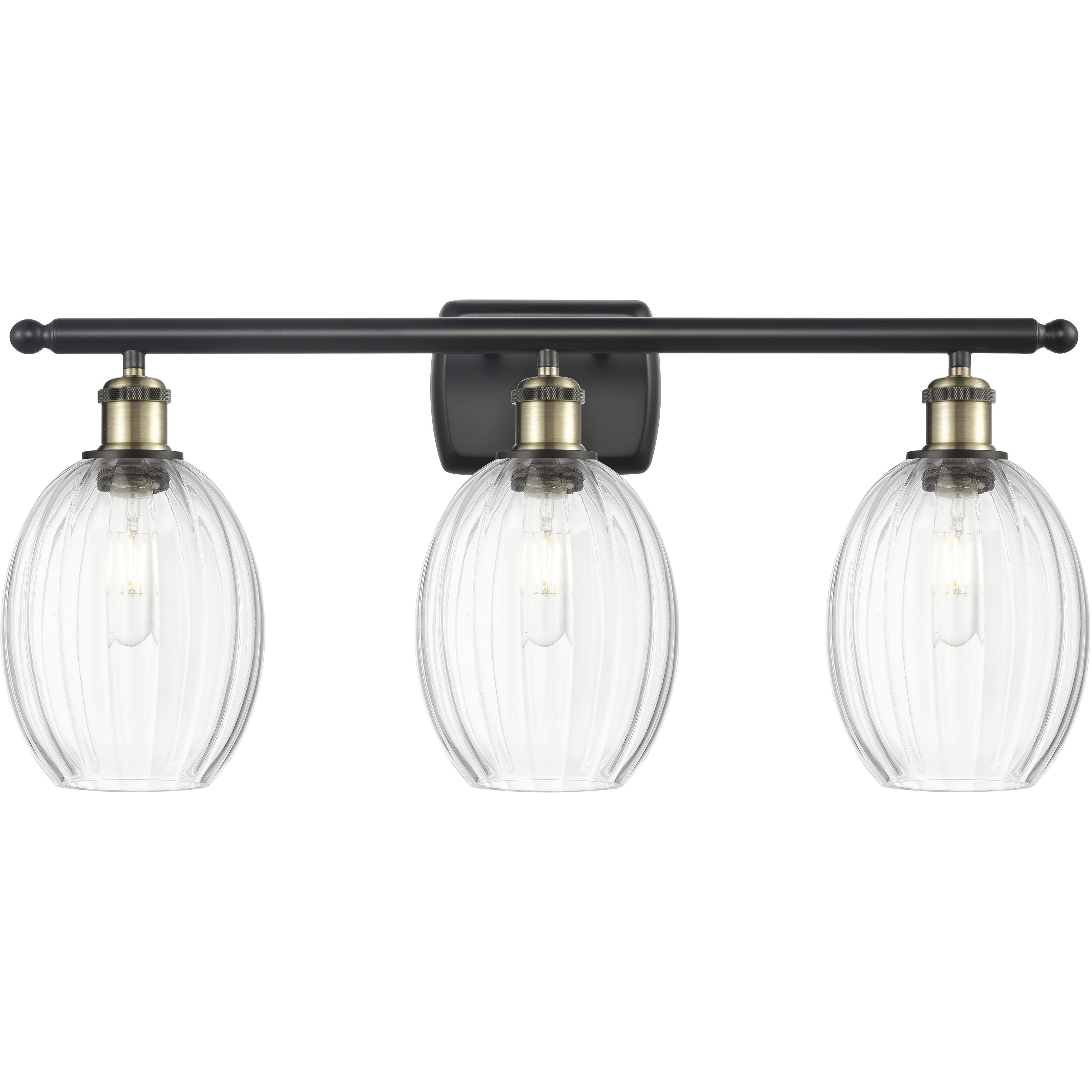 Ballston Preston 3 Light 26.25 inch Black Antique Brass Bath Vanity Light Wall Light in Clear