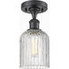 Bridal Veil 1 Light 5 inch Matte Black Semi-Flush Mount Ceiling Light in Clear
