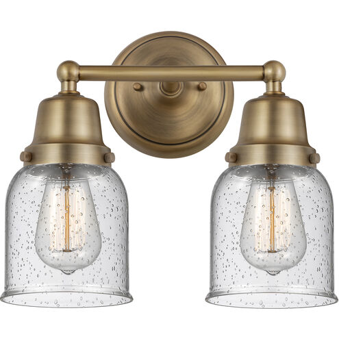 Aditi Bell 2 Light 13 inch Brushed Brass Bath Vanity Light Wall Light in Seedy Glass